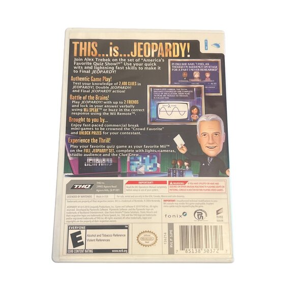 Jeopardy! Wii Game 2400+ Clues Americas Favorite Quiz Show Booklet Case Game - Picture 2 of 3